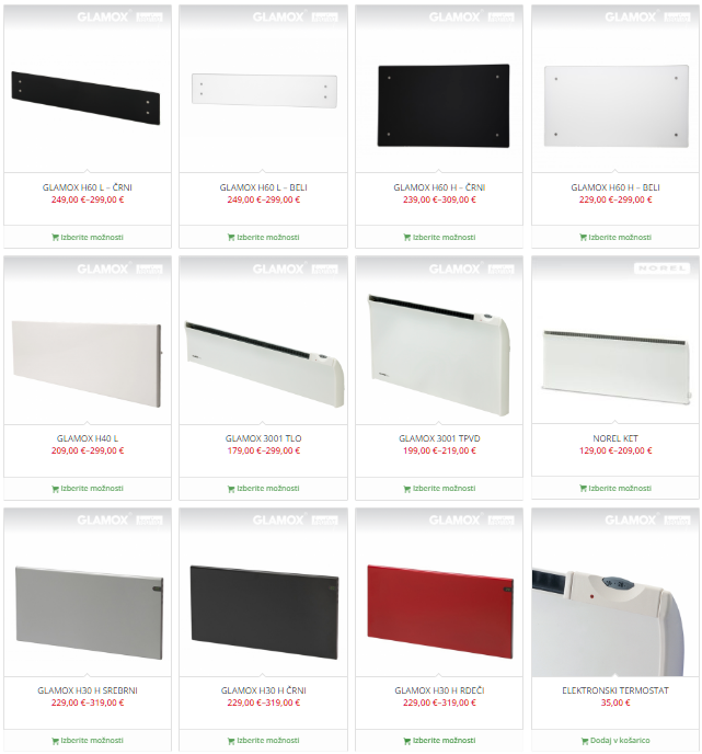 Električni radiatorji Glamox